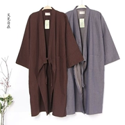 Mùa xuân hè phong cách và gió robe nam cotton gạc mồ hôi hấp Hanfu kimono đồ ngủ dài cardigan áo choàng tắm áo choàng tắm