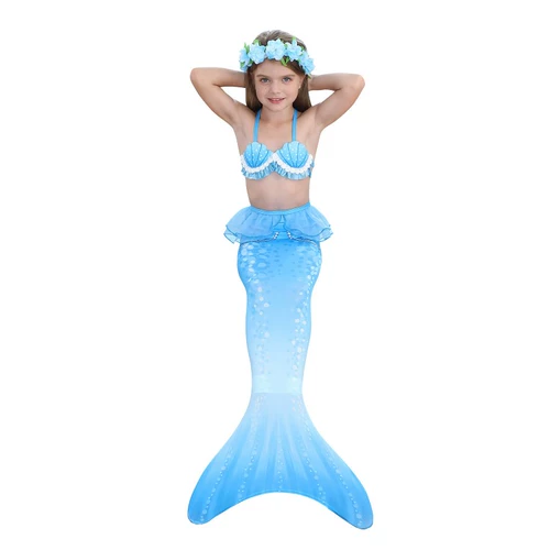 Раздельный детский купальник, комплект для плавания для принцессы, крой «рыбий хвост», подходит для подростков