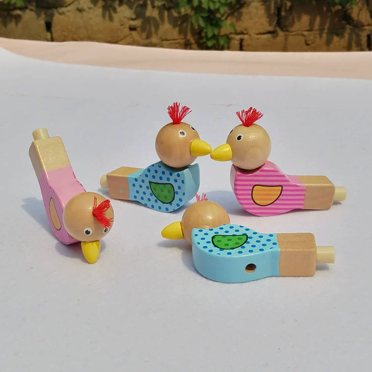 Phim hoạt hình bằng gỗ động vật chim còi trẻ em DIY âm nhạc còi đồ chơi còi gỗ mẫu giáo nhỏ kèn - Đồ chơi âm nhạc / nhạc cụ Chirldren