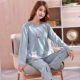 Bộ đồ ngủ nữ mùa xuân và mùa thu cotton dài tay quần áo gia đình giản dị Hàn Quốc kích thước lớn cotton mùa thu đông có thể được mặc ra ngoài - Bộ Pajama