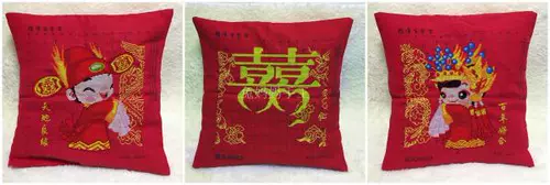 Подушка ручной работы, праздничнный комплект, красная наволочка, набор, 3 предмета, постельные принадлежности
