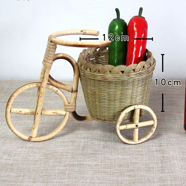 Handmade bamboo products creative decoration bamboo basket snacks meat tricycle small basket restaurant flower basket