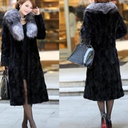 2018 mùa đông Haining Hàn Quốc phiên bản của giả mink fur nữ Slim áo khoác mỏng fox fur coat dài
