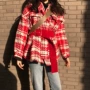 Mùa đông phiên bản mới của Hàn Quốc chic retro lười gió lỏng áo len dày houndstooth áo len nữ với thắt lưng áo khoác dạ dáng dài hàn quốc