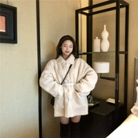 Mùa đông 2018 phiên bản Hàn Quốc mới của áo gió lười len lỏng nữ thời trang retro ve áo dài áo khoác da nữ