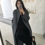 MALI 2018 mùa thu mới phong cách dài phần eo len lông dài tay áo len mỏng nữ mùa đông