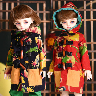 taobao agent Doll, clothing, double-layer retro jacket with hood, cotton and linen, Chinese style