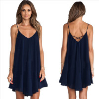 2023 Summer Women Sexy Strap Dress Ladies V Neck Dresses short skirt