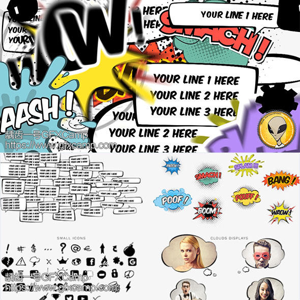 AE模板-漫画卡通搞笑综艺对话框气泡动画-天天素材网