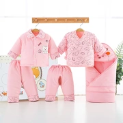 Bộ quà tặng cho bé sơ sinh Bộ quần áo cotton cho bé mùa đông dày cung cấp cho bé 0-3 tháng quà trăng tròn