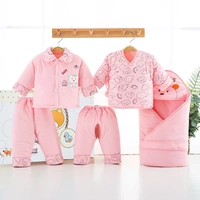 Bộ quà tặng cho bé sơ sinh Bộ quần áo cotton cho bé mùa đông dày cung cấp cho bé 0-3 tháng quà trăng tròn đồ trẻ sơ sinh