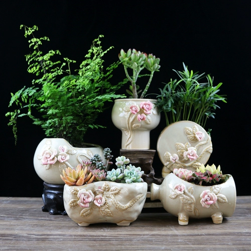 Дышащий корейский керамический креативный цветочный горшок