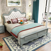 Европейская стиль сплошной деревянной кровать белая современная минималистская дубовая кровать 1,5 метра 1,8 метра двойная американская свадебная кровать 2 метра большая кровать