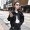 Mùa thu 2018 mới của Hàn Quốc phiên bản của màu đen lỏng đầu máy pu da phụ nữ ngắn ngắn tay áo giản dị áo khoác da áo khoác da lộn lót lông nữ