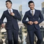Bộ đồ vest nam giản dị Bộ ba mảnh Hàn Quốc Anh Quốc Chú rể Áo cưới Váy kẻ sọc Nam - Suit phù hợp vest nam đẹp