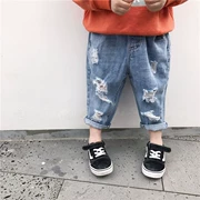 Mùa xuân 2019 chàng trai và cô gái thời trang giản dị quần jeans bé Hàn Quốc quần harem mềm mại - Quần jean