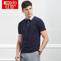 Áo sơ mi nam ngắn tay màu đỏ đậu mùa hè Ve áo mùa hè Slim Pearly Cotton Tương phản sọc Áo thun nam 6426 - Polo áo khoác polo