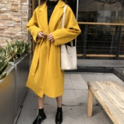 Cửa hàng Miss Cocoli 2018 Han Fanqiu thắt lưng mùa đông thắt lưng bằng vải len màu trên phần đầu gối dài