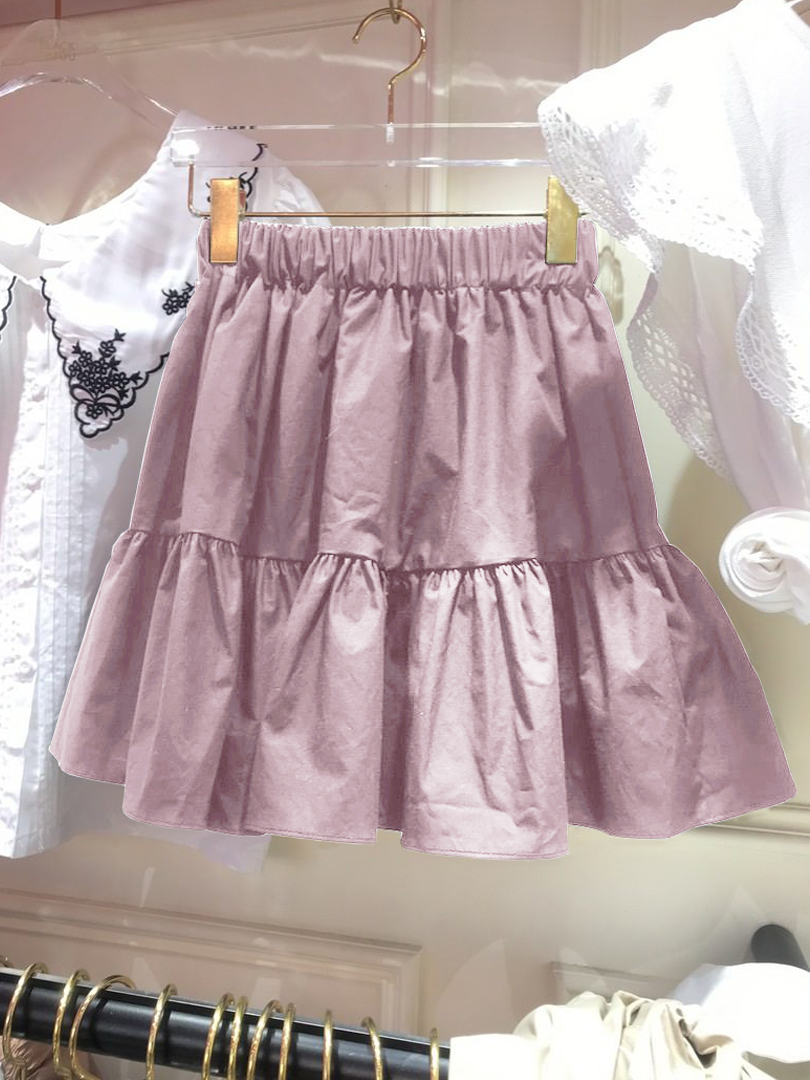 Pinkthe republic of korea Dongdaemun Women's wear 2021 Spring and summer new pattern Korean fashion Solid color fold High waist A word skirt female tide