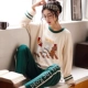 Bộ đồ ngủ mùa xuân và mùa thu ở Nam Cực Hàn Quốc Cô Cotton dài tay dễ thương mùa hè mặc nhà mặc mùa thu đông - Cặp đôi