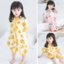 Trẻ em một mảnh đồ ngủ 1-3 tuổi nữ bé mùa hè cotton dịch vụ nhà điều hòa không khí dịch vụ phần mỏng 4 cô gái túi ngủ romper bộ quần áo liền thân