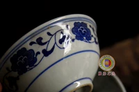 Джингдежэнь Wuqiqi Cargo Старый фарфоровый инвентарь старая миска синего и белого гибискуса маленькая рисовая чаша чайная суп миска Оригинальная упаковка мешка