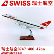 Mô hình máy bay nhựa 47cm Swiss Air B747-400 Mô phỏng máy bay chở khách tĩnh mô hình Thụy Sĩ