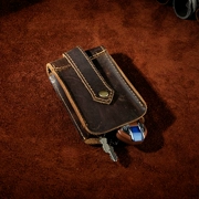Nhập khẩu crazy crazy leather leather men công suất lớn móc chìa khóa xe túi điều khiển từ xa túi