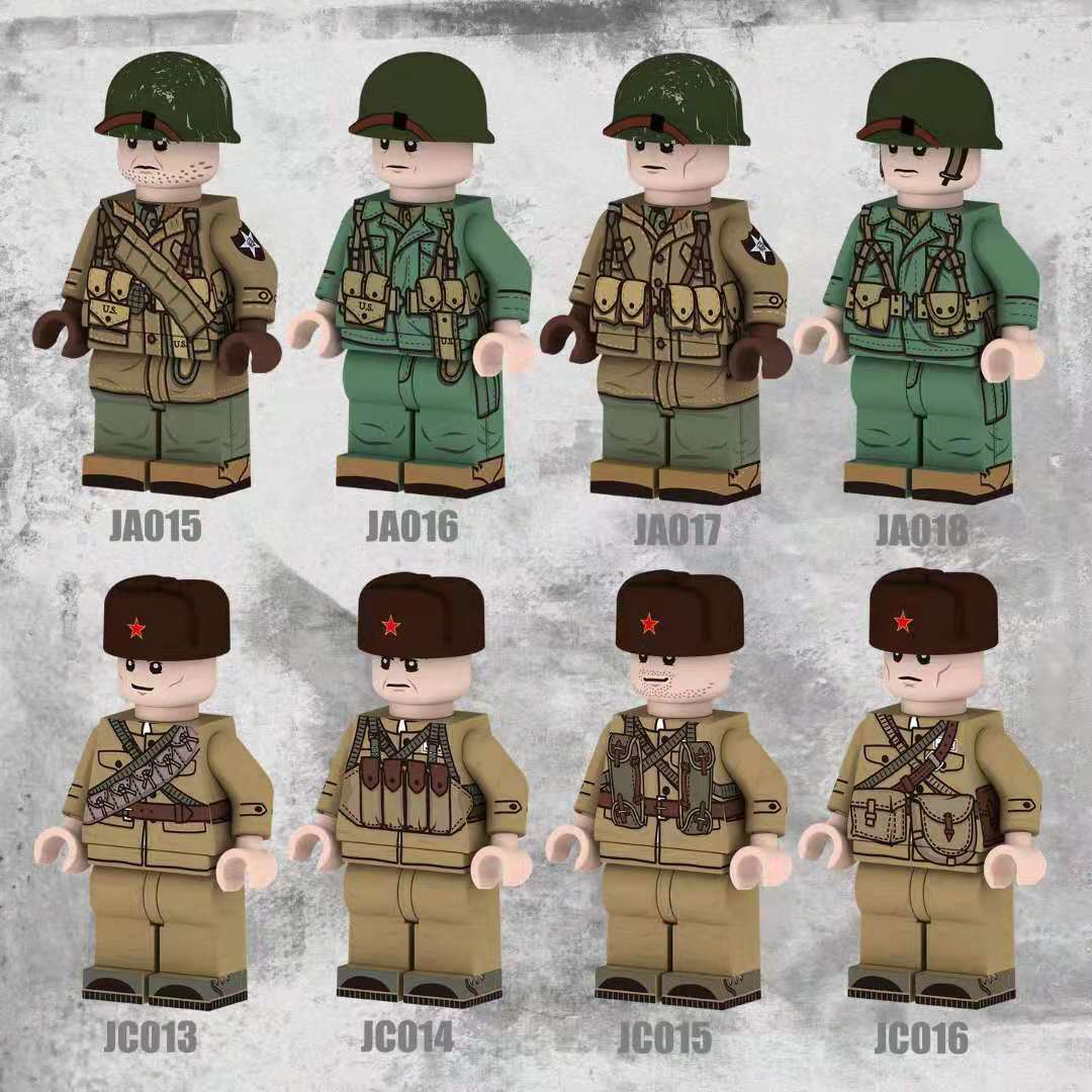 4 US Troops + 4 VolunteersCompatible with LEGO World War II US military JA015-018 China Resist US aggression and aid Korea a volunteer JC013-016 Man Building blocks