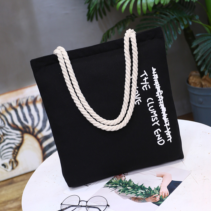 New Black LettersKorean version Canvas bag female literature The single shoulder bag Simple and versatile handbag like a breath of fresh air student a bag leisure time Cloth bag