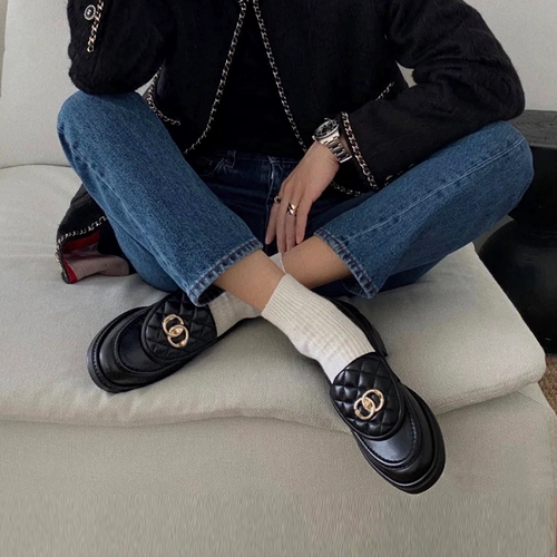 Лоферы, обувь, туфли на платформе для кожаной обуви, в стиле Шанель, 2023 года, из натуральной кожи