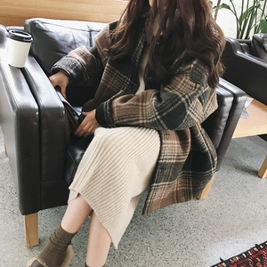 Retro kẻ sọc áo len nữ sinh viên mùa đông Hàn Quốc phiên bản lỏng mỏng BF Harajuku phong cách dày len áo triều