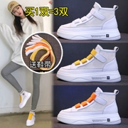 Giày trắng nhỏ nữ 2019 lưới thoáng khí tăng mỏng đế phẳng giản dị trong giày cao gót hip-hop hip-hop - Giày cao gót