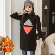 Bà bầu mặc mùa đông cộng với áo len cashmere dày nhung rộng kích cỡ áo sơ mi nữ mang thai ấm áp