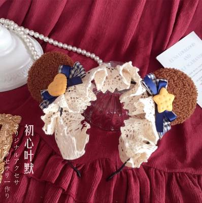 taobao agent Xiong Er soft girl bow lace hair decoration lolita chocolate dessert biscuits Misu bear ear kc headgear