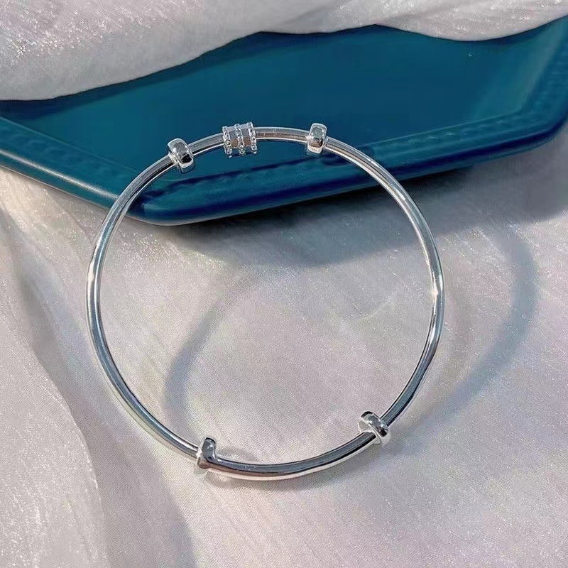Sier Bracciale a vita piccola Gioielli da donna Anello con impugnatura scorrevole liscia e alla moda semplice Regali per la fidanzata Internet_voghion.com