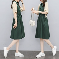Летний приталенный корсет, элитная юбка, платье, 2021 года, в корейском стиле, воротник поло, яркий броский стиль