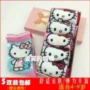 Vớ bé gái Hello Kitty Vớ cotton dễ thương Phim hoạt hình dễ thương Kitty ống ngắn 4-5-6-7-8-9 tuổi - Vớ