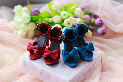 taobao agent 【Hua Ling】 SD16/GR/Ghost Family Girl/DD silk brocade satin bow shoe 1/3bjd high heel