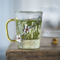 Глянцевая чашка, вкладыш, мундштук, зеленый чай со стаканом, увеличенная толщина