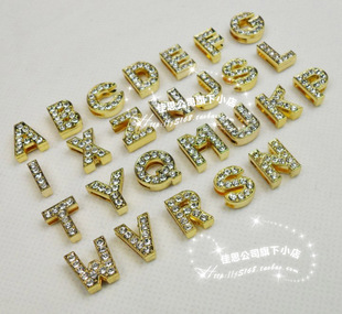 Golden KeyChain With Letters, Accessory, Nail Decoration, 10mm, Wholesale