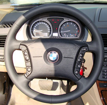 Fu brand BMW X3/E39 hand sewn leather steering wheel cover, cowhide steering wheel cover, car interior hand sewn handle cover