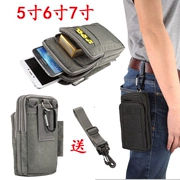 Của nam giới hai lớp túi điện thoại di động mặc vành đai da trường hợp 5.5 inch 6 inch 7 inch phổ dọc nylon da trường hợp ba lô