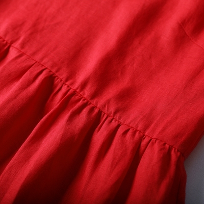 [Red mùa hè ~ đỏ] mười gỗ mét ban đầu 2018 mùa hè mới du lịch nghệ thuật linen vest váy với một vành đai đầm xòe tuổi trung niên Sản phẩm HOT