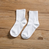 Чистое хлопковое белое хлопковое бело -белоснечное среднее занятие детской активностью школы, чисто белые кружевные детские носки, чистые хлопковые детские белые носки, белые носки