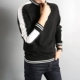 Ý thể thao giản dị dày Merino đầy đủ len nam màu sắc tương phản vòng cổ áo len áo len DAZ450 thời trang nam Áo len