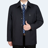 Áo khoác nam trung niên mùa xuân và mùa thu cộng với phân bón XL áo khoác lỏng nút áo khoác dày mùa thu và mùa đông áo khoác
