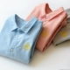 Cotton mềm giặt trẻ em huy hiệu oxford áo sơ mi dài tay bé trai và bé gái mùa thu