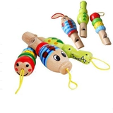 Деревянный мультяшный детский свисток, детские музыкальные инструменты, игрушка, брелок