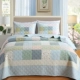Sợi màu Hàn Quốc mục vụ quilting bởi giường đơn bao gồm ba bộ điều hòa không khí quilt mùa hè bông màu xanh lá cây bốn mảnh